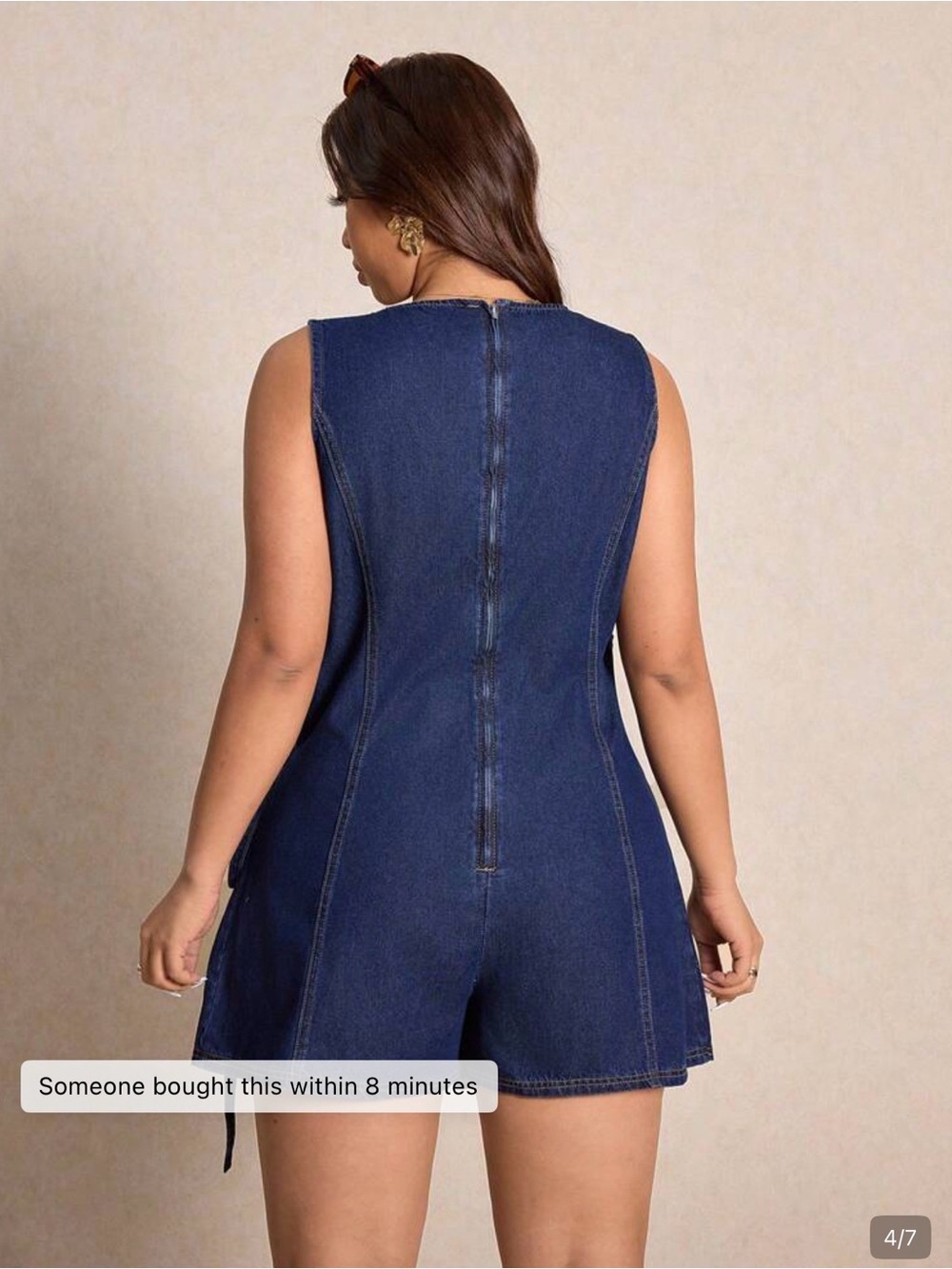 SHEIN Dark Blue Denim Sleeveless Romper